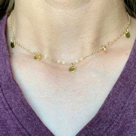 Round disc Necklace for women, Brass with 22k gold plated, Handmade jewelry